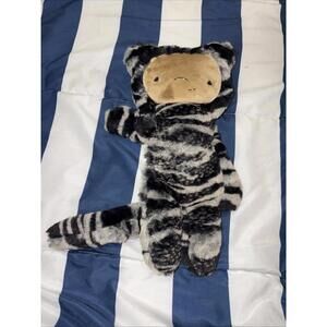 New Hand Made Button Jar Monster Tiger Strips 12”